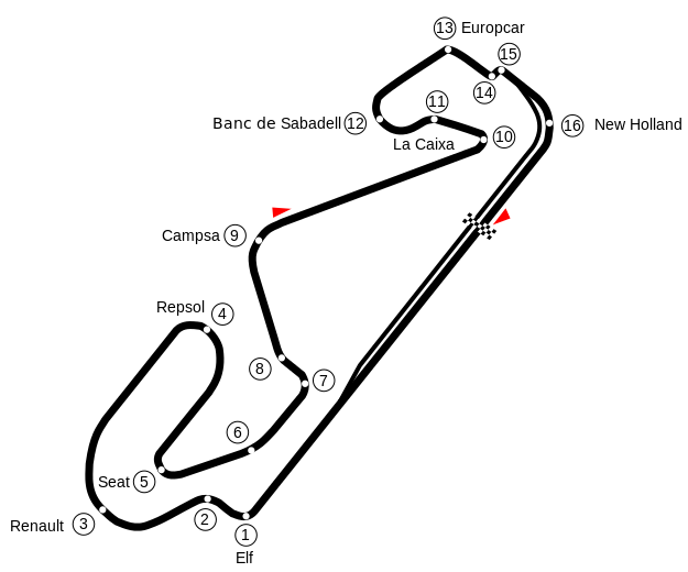 Tracé circuit Barcelone-Catalogne