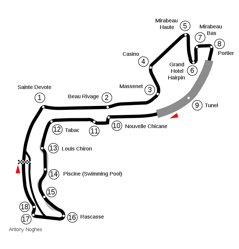 Tracé du circuit dans la principauté